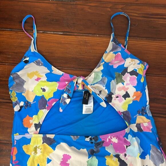 Nip Tuck Multi-fit Cup Swim floral print tie top tummy cutout one piece swimsuit - Picture 2 of 5